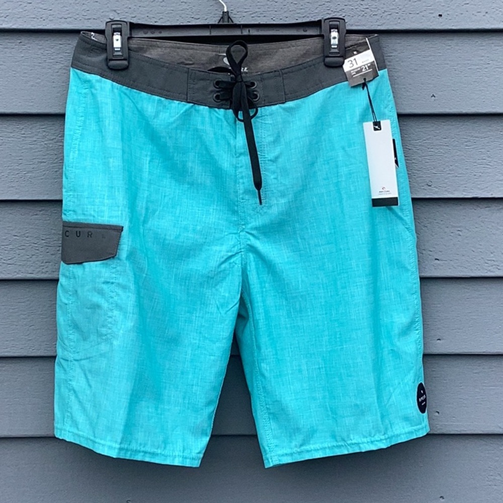 Rip Curl Blue and Gray Board Shorts Quick-Dry Swimwear size 31